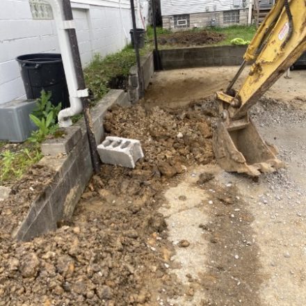 Excavation in a residential driveway